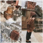 Wholesale fashion kids wear baby jacquard sweater with geometric pattern