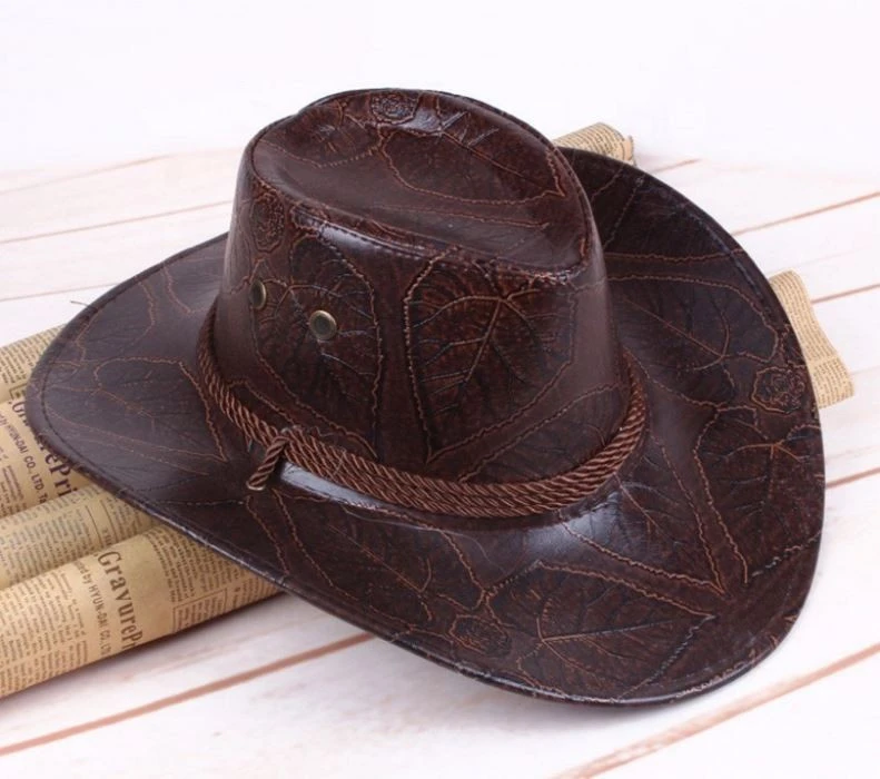 Wholesale Genuine Fashion Western Chapeaux Hat in Leather,  special color  pu style Cowboy Hats