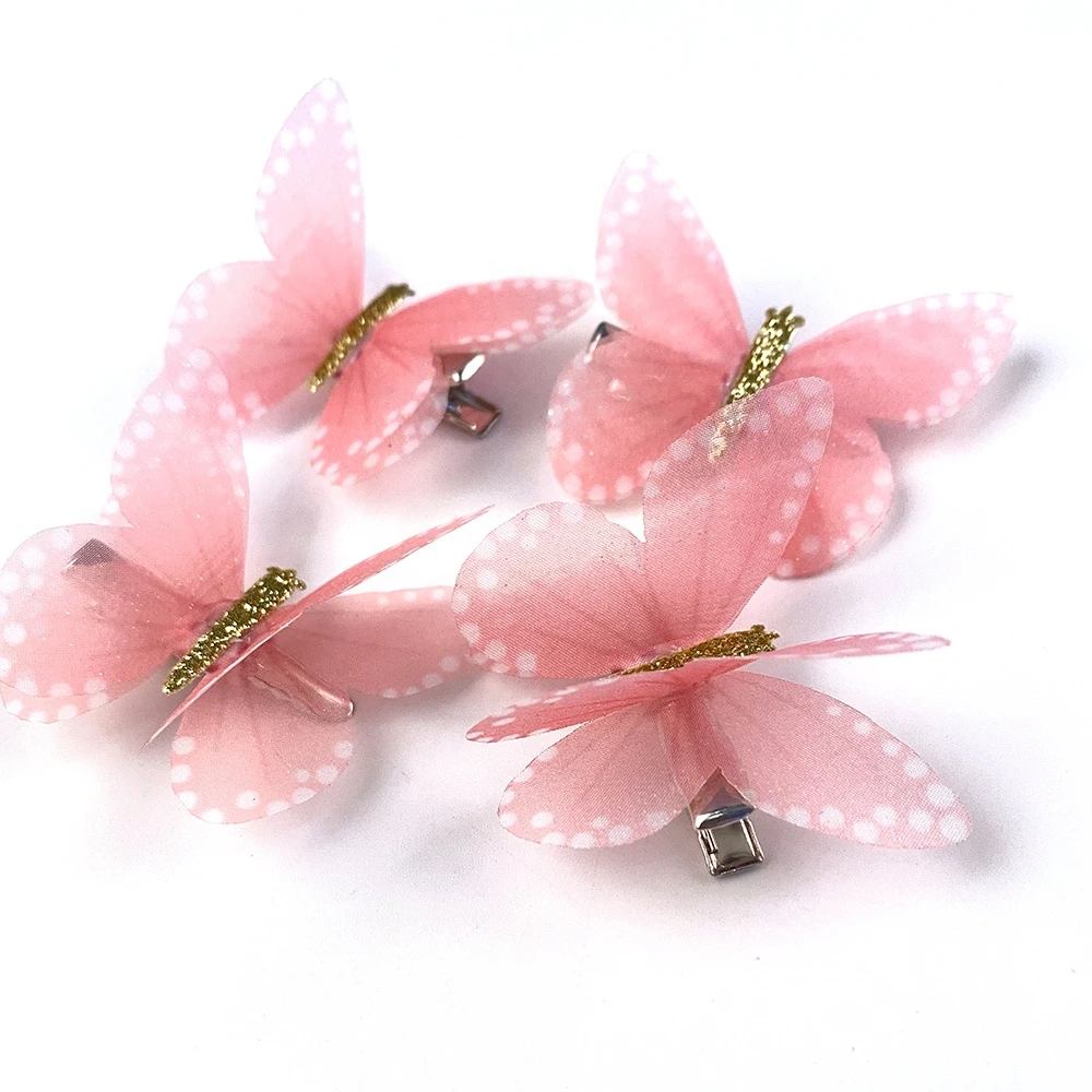 Wholesale kids hair accessories clips mini  plastic butterfly hair pins clips for girls metal barrette kids hair clips