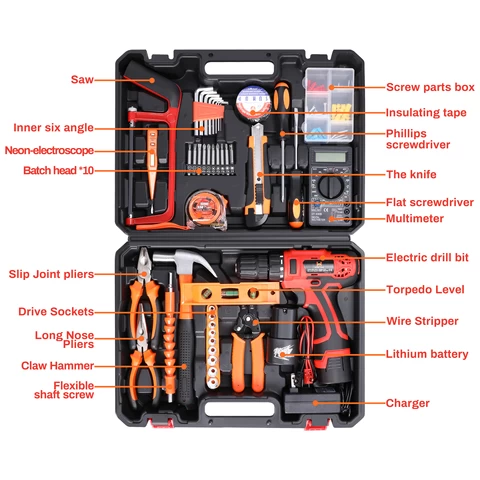 Wholesale Machine Rechargeable Cordless Electric Work 21v Tools Hardware 12V  Power Hammer Drill Tool Set