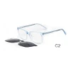 Wholesale Magnetic Clip-on Acetate Blue Light Blocking Optical Eyeglasses Eyewear Frame with Polarized Sunglasses Lenses