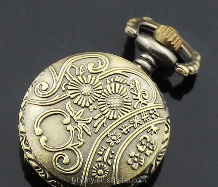 Wholesale Mix 30 Designs Small size classic Bronze Dia 27MM Cheap Toy Pocket watch vintage  antique Heart Hollow watch  SP003