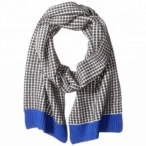 Wholesale women holiday warm cashmere knitted custom jacquard scarf