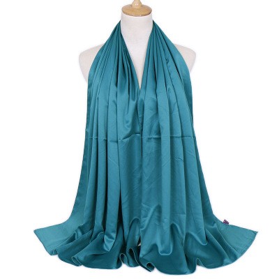 Whosale Islamic Satin Hijab Silk Scarf Pure Color Shawl