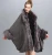 Import winter fancy free pattern women faux fox fur poncho from China