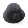 women braid cloche velvet hat with black flower