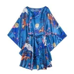 Women fashion silk satin soft short party homewear kimono sleep robe
