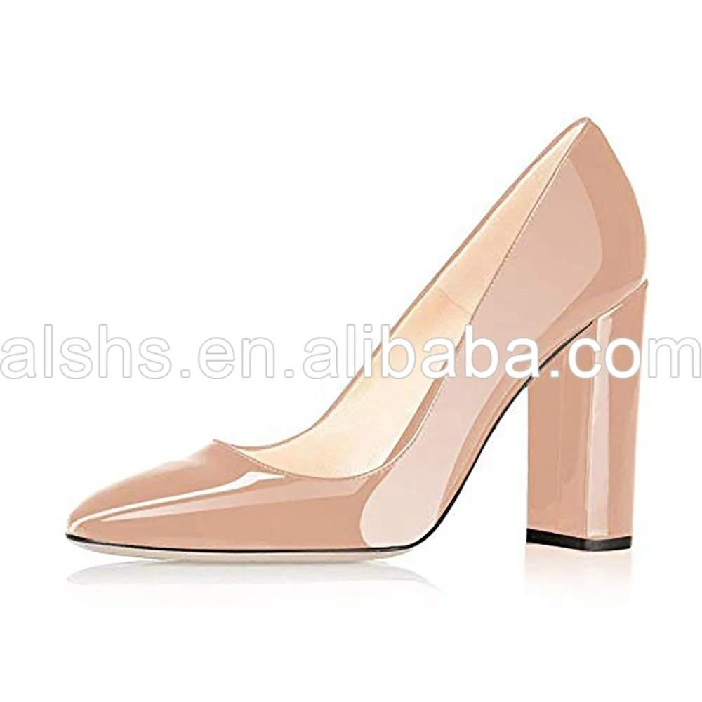 Women' Office Work Shoes Nude Chunky Block 12cm High Heels Pumps from  Chengdu Aishanglili Commerce And Trade Co., Ltd., China | Tradewheel.com