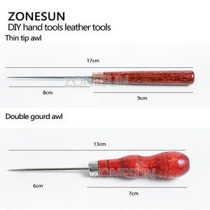 ZONESUN Patchwork DIY Manual Leather Tool Wooden Handle Sewing Awl Stitcher Leather Craft Canvas Tent Sewing Needle Kit Tool