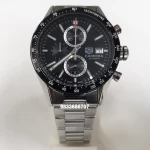 Tag Heuer Carrera Black Dial Stainless Steel Strap Chronograph Watch