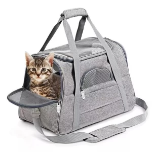 Pet Carrier 2 Sides Expandable Cats Carrier Collapsible Kennel Travel Backpack 4 Doors for Small Medium Dog