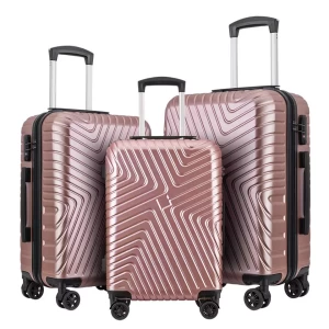 Custom Logo Trolley Travel Bags 3 Piece Aluminum Suitcase Luggage Set With Wheel