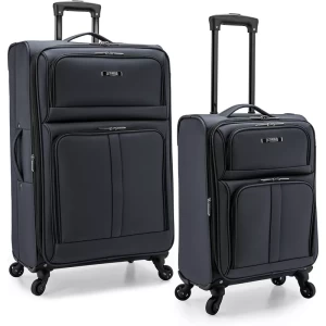 Custom Logo Color Nylon Material Soft Lightweight Travel Trolley Luggage Sets of 2