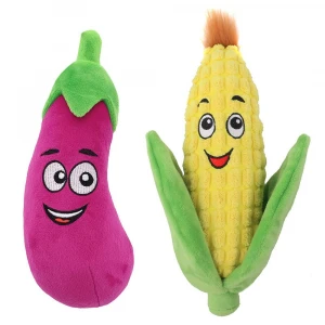 Dog Squeaky Toys Vegetable Pet Toys Eggplant  Corn Stuffed Teething Animals Dog Plush Chew Toy