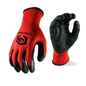 Crinkle Latex Work Gloves Bulk, Rubber Coated Safety Work Gloves for Men, for Construction, Gardening, Warehouse