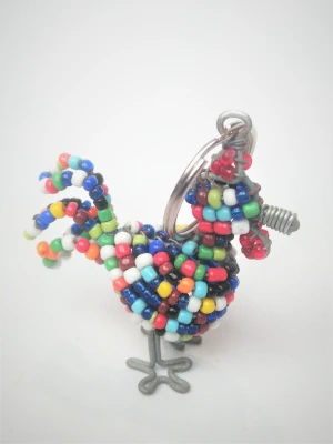 Wire Beaded Rooster Key ring