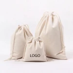 High quality custom printed small canvas cotton muslin drawstring bag
