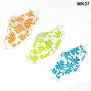 Flower Print Face Shape Triple Layer Reusable/Washable/Breathable Cotton Facemask with SMMS Filter Brisas MK37