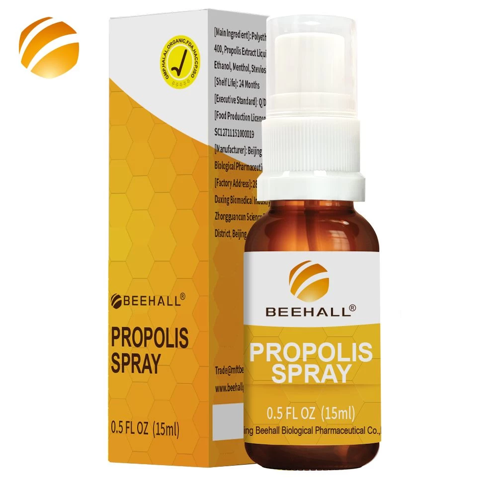 Beehall Organic Food Manufacturer Wholesale Soothe Sore Throats Propolis Mouth Spray