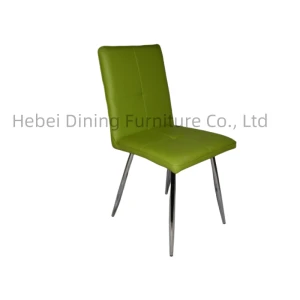 Pu Leather Dining Chair With Backrest Metal Legs For Home Indoor Restaurant