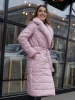 071-1SD Powdery pink english collar with faux fur trim winter coat