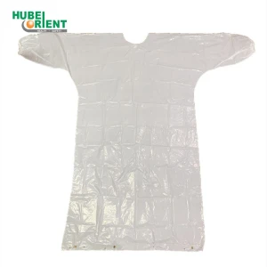 Disposable Use Long Sleeves PE Plastic Work Gown