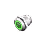 16mm ring led 1no1nc 12v green illuminated stainless steel metal  push button switch power symbol head