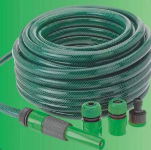 PVC reinforced garden hose (with high pressure nozzle)