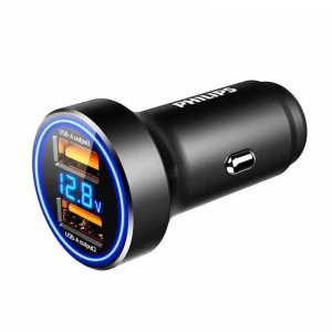 Aluminum Dual USB car charger fast charger with led display