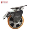 Heavy industrial casters with 5-inch aluminum core polyurethane casters and brakes