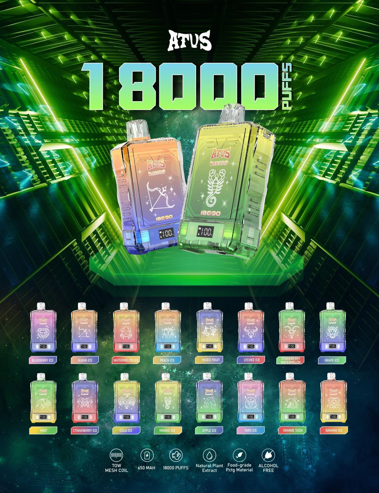 atus vape 60000 puffs ATVS 60000 4 in 1 Kit 60000 Puffs Big Puffs Vape main image 1