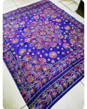 Handmade Nakshi Kanta Quilt -100% Cotton Traditional Bangladeshi Bedcover.
