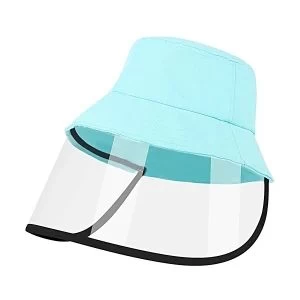 Kids Hat with Protective Face Shield, Anti Spitting Protective Fisherman Cap with Clear Facial Shield Windproof Dustproof Sand Proof