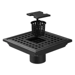 304 Stainless Steel Square Shower Floor Drain with 5-Second QuickClean Hair Catcher