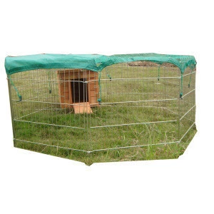 1 x small hide house + 1 x Large Outdoor Octagon 55-inch pet Playpen Enclosure for Rabbit Puppy hutch wire animal Run Cages