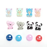 100% FDA silicone teething beads geometric for teething jewelry making loose soft silicone beads