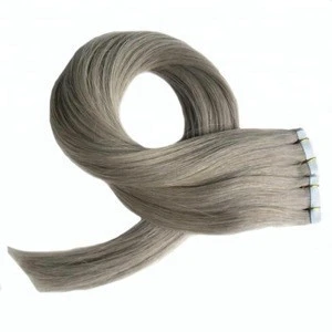 100% human virgin hair Ash gray tape in hair extensions