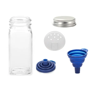 100ml square Simply Organic glass spice bottles with aluminum/metal lid/salt&pepper bottles