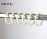12 pcs ribbed shower curtain rings hooks