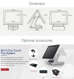 15 inch POS System /Dual Screen Touch All in One POS Ultra Thin