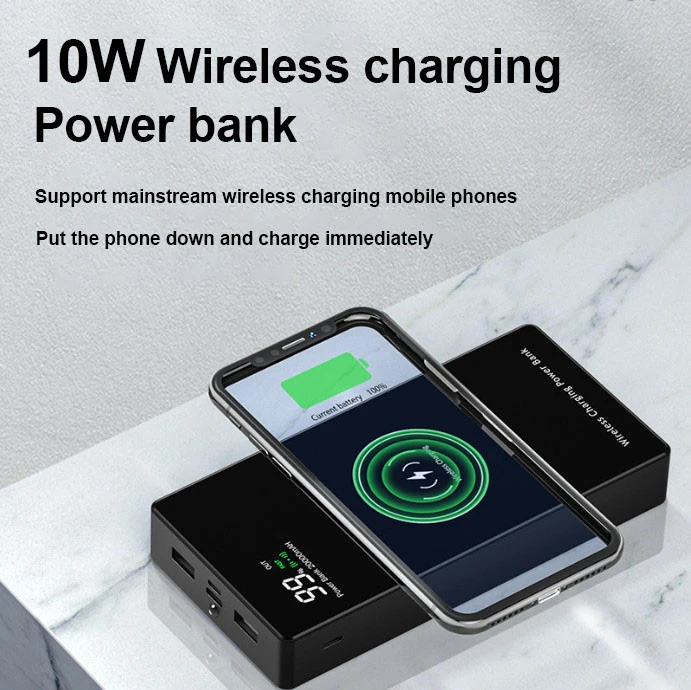 15w Qc3.0 Travel Adapter Qi Wireless Charger Led Metal External Battery Smallest 220 Volt 20000 Mah Portable Wireless Power Bank