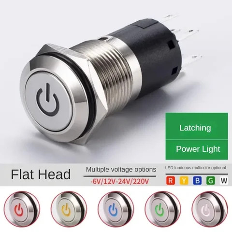Buy 16mm Flat Head Button Momentary Ring Illuminated Push Button ...