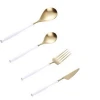 18/10 stainless steel rustic cutlery set wedding gold cutlery set white handle stainless steel flatware