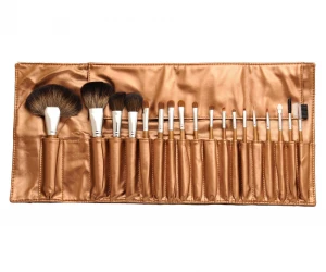 18PCS Professional Makeup Brush Set with Champagne Gold Pouch