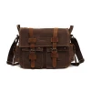 19SC-8049M Low MOQ high quality quick shipment OEM mens durable canvas messenger bag with vintage leather tirm