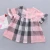 Import 2-3years baby dress grid pattern 12 month baby dresses with ruffle sleeve from China