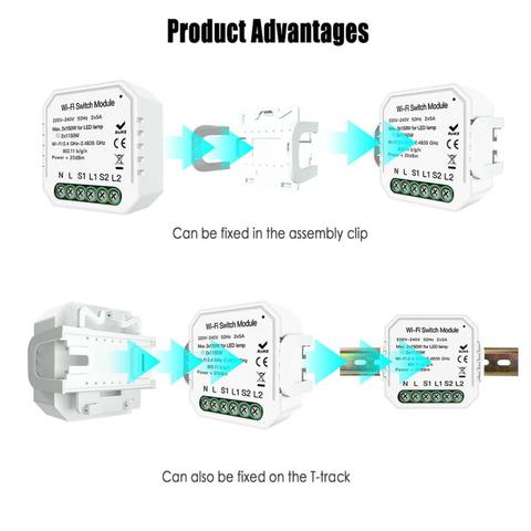Buy 2 Gang 2 Way Smart Wifi Switch Module Smart Life Tuya Switch Relay ...