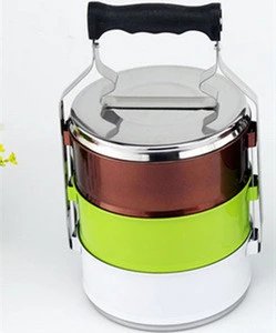 2016 home decoration enamel 2layer 3layer 4layer tiffin carrier lunch box keep food hot for school