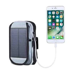 2018 new design custom solar running cycling waist panel bag with phone charger