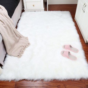 2018 New Pure White Sheepskin Plush Fur Rugs Faux Fur Carpet